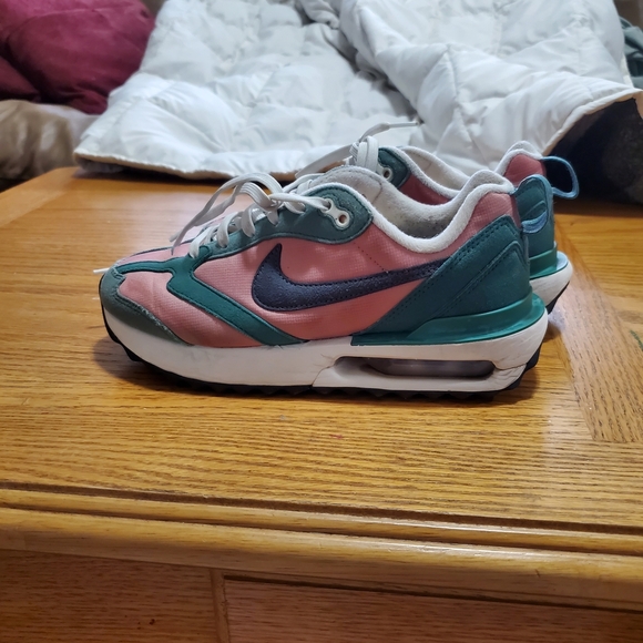 Nike Kids Pink and Green Sneakers Used Good Condition - Picture 1 of 7